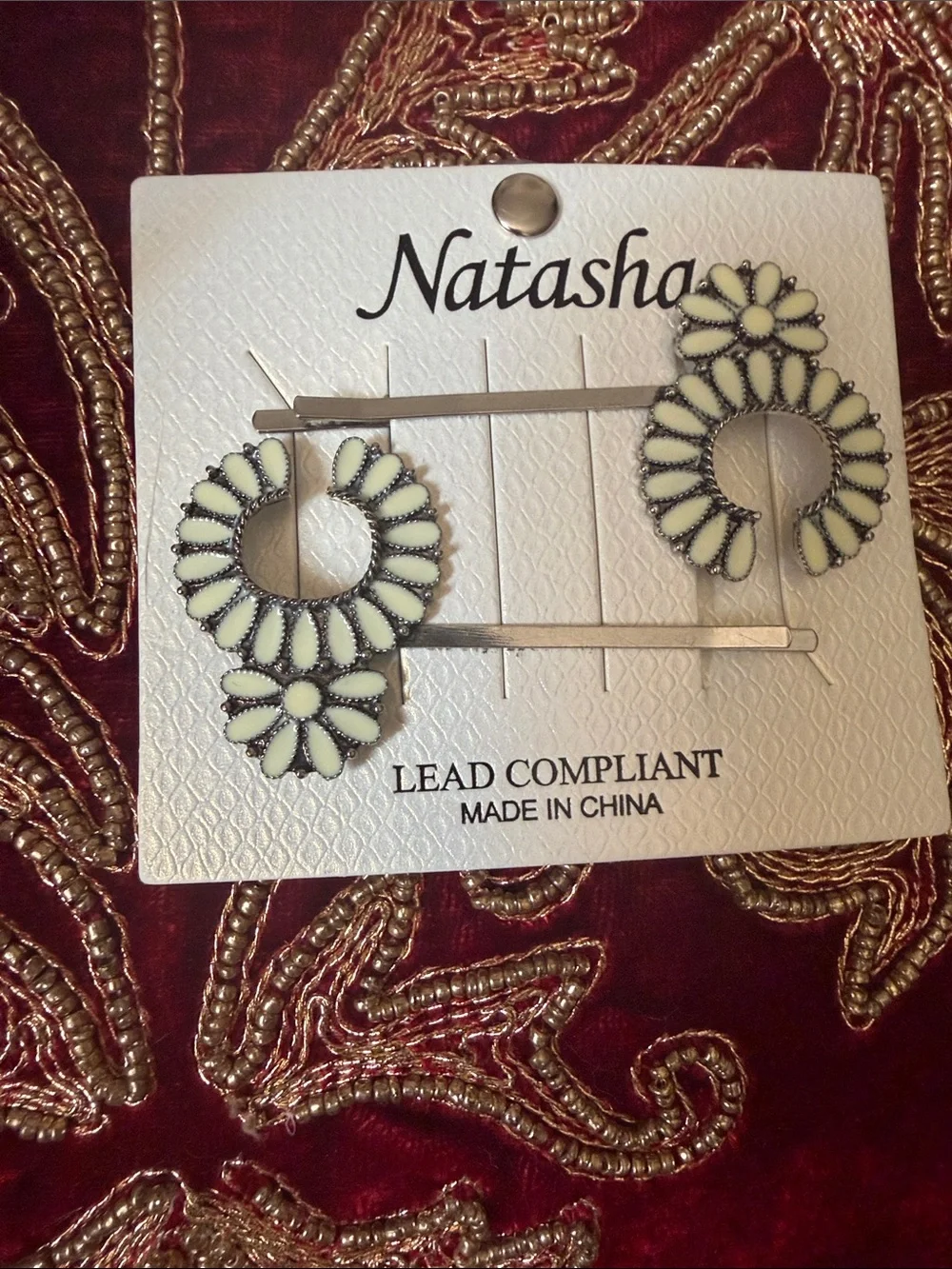 Natasha Couture Cream Floral Hoop Hair Pins